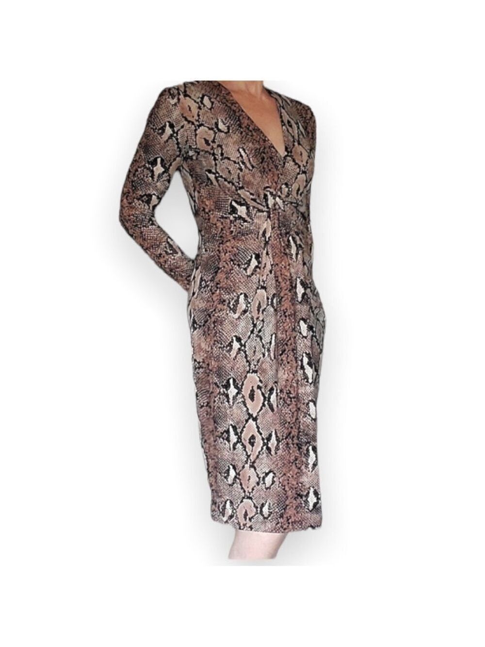 70. ZARA Dress. Animal Print Jersey Dress, black brown tan.